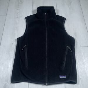Patagonia Synchilla Vest Men XS Black Full Zip Sleeveless Fleece Hiking Outdoors